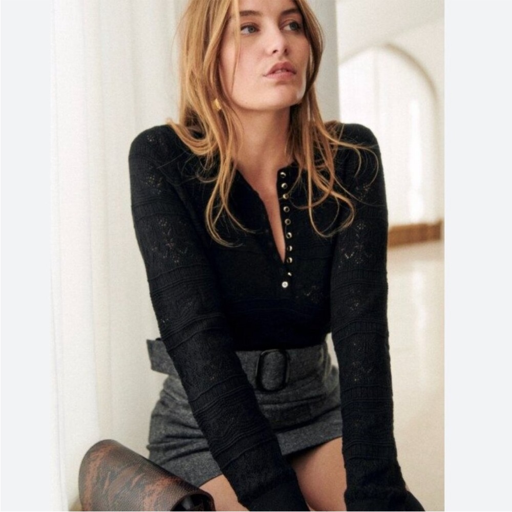 Sezane Lyna Noir Black Jumper Sweater